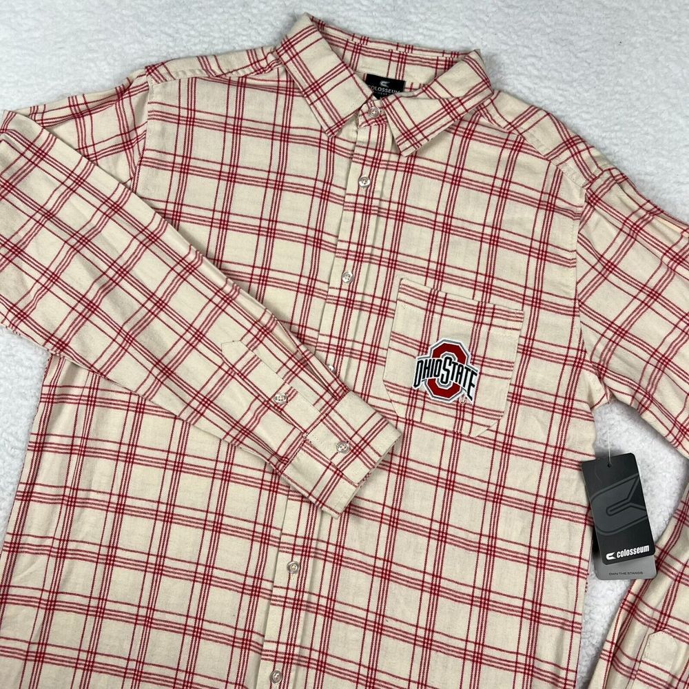 Ohio State‎ Buckeyes Shirt Men's Medium Plaid Flannel NCAA Licensed Colosseum
